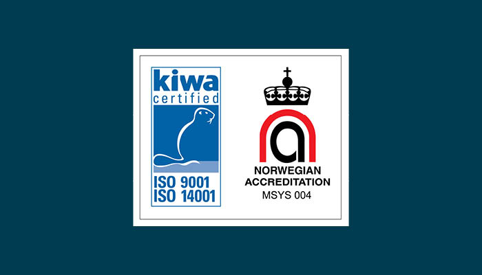 ISO sertifisert med standarden 9001 og ISO 14001